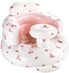 Hvygss Inflatable Baby Seat with Tray, Comfortable Sit Me Up Floor Seat for Baby Learning to Sit, Portable Built in Air Pump Back Support Blow Up Infant Floor Chair for Babies 3 Months (Pink Bunny)