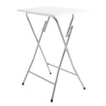 OHS Small Folding Table, Indoor Living Room Kitchen Folding Coffee Table Small Sofa End Laptop TV Tray for Eating Drinks Sturdy Compact Metal Legs, White