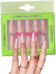 PaintLab Press-On Nails Manicure Kit, Blush Pink - Coffin, 30-Piece Set, Long-Lasting Fake Nails with Glue, File, Prep Pad & Cuticle Stick