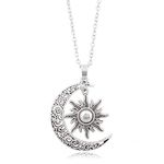 Septreize Women's Alloy Sun Crescent Moon Choker Vintage Gothic Sunflower Sunshine Pendant Necklace Statement Jewelry Gifts (Gold)