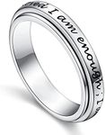 I am Enough Spinner Ring 925 Sterling Silver Fidget Ring for Anxiety Stress Relief Boredom ADHD Autism Rings (P 1/2)