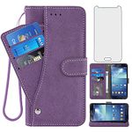 Asuwish Compatible with Samsung Galaxy S4 Wallet Case and Tempered Glass Screen Protector Flip Cover Credit Card Holder Cell Accessories Phone Cases for Glaxay S 4 Gaxaly 4S Galaxies GS4 I9500 Purple