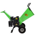 GARDENBEAUT R30 Wood Chipper 7HP Gas Powered, 3" Inch Max Cutting Diameter, All Steel Construction, Heavy Duty Shredder Mulcher 15: 1 Reduction