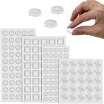 Clear Rubber Feet, 100 Pcs Rubber Pads Fine Transparent Silicone Pads, Rubber Feet for Chopping Board, Adhesive Bumper Pads Square Noise-Dampening Bumpers for Drawers, Glass Non Slip, 5 Sizes