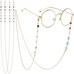 2 Pieces Beaded Eyeglass Chain Sunglasses Chain Reading Eyeglasses Holder Strap Cord Lanyard Eyewear Retainer (Gold,silver)