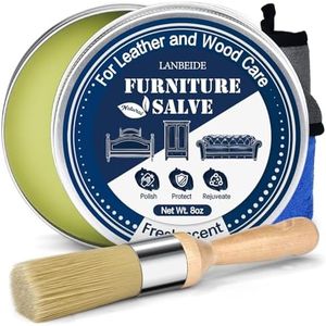 LANBEIDE Furniture Salve with Brush for Leather Wood, Polisher and Conditioner for Leather Couch and Furniture-Repair Salve 8OZ with Brush and Towel