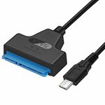 ULTRABYTES Type C to SATA Cable USB 3.1 Type C Gen 2 Adapter Cable Hard Drive Converter Thunderbolt 3 Compatible with 2.5" SATA SSD HDD (TYPE-C TO SATA),Black