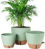 Fielda 8/10/12 Inch Self Watering Pots for Indoor/Outdoor Plants - Large Plastic Planter with Drainage Holes, Water Level Indicator & Deep Reservoir, Modern Decorative Flower Pots (Green)