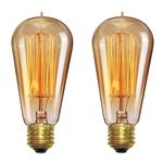 GIGAWATTS 4W Edison Tungsten Filament Bulb E27 Base Antique Vintage Glass Light Hanging Lights for Home Living Room Restaurant Lighting Decoration (Pack of 2, Yellow)