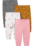 Simple Joys by Carter's Girls' 4-Pack Pant, Pink Heather, Floral, 12 Months