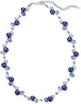 Short Beaded Turquoise Necklace for Women - Fashion Jewelry with Pearl and Crystal Bead, Birthday Gifts for Women (27-Blue)