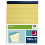 Top Flight 4513108 Legal Pad, 8.5 x 11.75-Inches, 0.375-Inch Rule, 50 Sheets per Pad, 3 Pads per Pack (Canary)