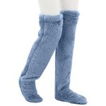 Women's Over Knee Fuzzy Socks 32" Long Warm Plush Slipper Stockings Adjustable Fleece Winter Thermal Leg Warmer