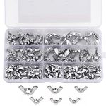 Belle Vous 100 Pieces Butterfly Wing Nut Assortment Kit - Metric M3, M4, M5, M6, M8 and M10 Thread Sizes - 304 Stainless Steel Fastener Screw Parts - Silver-Toned Wing Nut Tools for DIY