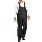 HISEA Waterproof Bib Overall Fishing Bib Pants Made from Durable PVC-Coated Nylon for Fishing, Hunting, Work, Sailing, Black, Large