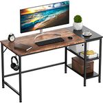 HOMIDEC Office Desk, Computer Desk With Bookshelf, 140 x 60 x 75 cm PC Study Writing Desk for Home Working with Storage Shelves, Desk for Home Office Bedroom