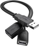 USB 2.0 A Male to 2 Dual USB Female Jack Y Splitter Hub Power Cord Extension Adapter Cable