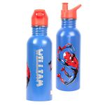 Marvel Personalised Spiderman Stainless Steel Water Bottle - 700ml BPA Free, 100% Leakproof School Bottle for Kids - Blue