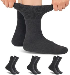 Forcool Diabetic Crew Women Men Merino Wool Non Binding Loose Top Non Blister Cushion Wide Quarter Diabetes Edema Dress Socks Mid Calf, XL 3 Pairs Dark Gray