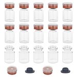 OLYCRAFT 50 Pack 5ml Vials-Transparent Glass Headspace Vials 0.17oz with Aluminum Flip Off Caps and Rubber Stoppers, 20mm Flat Bottom Lab Vial