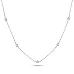 Metal Factory 20" 925 Sterling Silver CZ By The Yard Round Cut Cubic Zirconia Chain Necklace