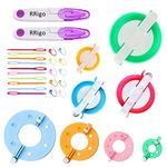 RRigo Pom Pom Maker, 8 Sizes Pompom Maker Tool Set for Fluff Ball Weave DIY Wool Yarn Knitting Craft Project for Kids and Adult + 20 PCS Plastic Needles Buckle + 2PCS Scissors(30)