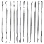 12 Pcs Wax Carvers Set,Stainless Steel Wax Carving Tool Double Ended Dental Wax Modeling Sculpting Tools Dental Picks Polymer Pottery Clay Carving Tool
