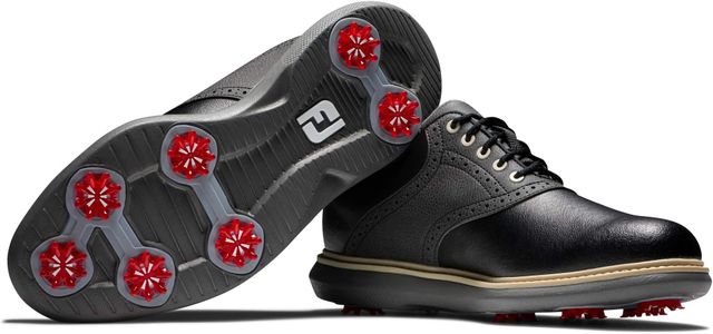 FootJoy Traditions Men’s Golf Shoes, Black – UK 9.5 Wide Fit