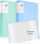 60 Pocket Presentation Book with Clear Sleeves 2 Pcs Binder with Plastic Sleeves A4 Biupky Portfolio Book Folder with Sheet Protectors Display 120 Pages for Document, Kids Artwork, Diamond Painting