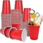 Epished Super Sturdy 100 Pcs (16 oz) Large Red Plastic Cups Disposable & Recyclable - Odorless & Shatter Proof Easy Separable Red Party Cups - Party Hard w/Red Solo Cups Made of Durable PP Material