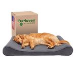 FurHaven Pet Dog Bed | Memory Foam Micro Velvet Ergonomic Luxe Lounger Cradle Mattress Contour Pet Bed w/Removable Cover for Dogs & Cats, Gray, Jumbo