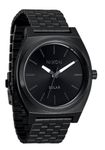 NIXON Time Teller Solar A1369 - All Black/White - 100m Water Resistant Men's Analog Solar Powered Fashion Watch (40.5mm Watch Face, 20mm 5 Link Stainless Steel Band), All Black / White, OSFM, Time