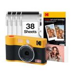 KODAK Mini Shot 2 Era 2x3” Instant Digital Camera & Photo Printer, 38 Sheets, 2-in-1 Portable Print Camera, Bluetooth Smartphone Printer for iOS & Android, 4PASS Dye Sublimation, Yellow