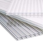 The Fellie 4mm Polycarbonate Greenhouse Sheets 6pcs Poly Plastic Roof Panel for Outdoor Canopy Carport Cold Frame Replacement Shed Panel Double Side UV Protection, 61 x 122cm-Clear