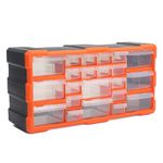 simpa 22 Multi Drawers Plastic DIY Tool Bit Storage Organiser Cabinet. Screws, Nails, Wall Plugs, Drill Bits, Nuts & Bolts Storage Organiser. 25cm (H) x 49cm (W) x 15.5cm (D)