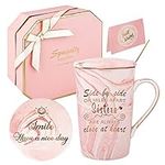 Sisters Gifts Mug Sister Birthday Gifts for Sister Coffee Mug Set-Side by Side or Miles Apart Sisters are Always Close at Heart- Personalised Gifts for Her Birthday Graduation Gifts Box Set 14oz Pink