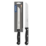 TRAMONTINA Ultracorte Stainless Steel Bread Knife/,17cm/6.6" | Black | Wavy/Serrated Edge | Antimicrobial |Polypropylene Handle |Dishwasher Safe | 5 Year Warranty* | Made in Brazil