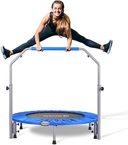 BCAN 48"" Foldable Mini Trampoline for Adults Max Load 440lbs, Fitness Rebounder with Adjustable Foam Handlebar, Exercise Trampoline for Adults or Kids Indoor/Outdoor Workout