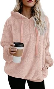Yanekop Hoodies for Women Oversized Fleece Hoodie Sherpa Sweatshirt Fuzzy Pullover Fleece Jacket with Pockets(A Nude Pink,M)