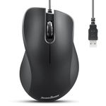 Perixx PERIMICE-221U Wired Ergonomic USB Mouse - 4.9 Ft Cable - Optical 1000 DPI Design - Black