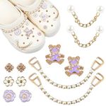 HASTHIP 12Pcs Shoe Charms Pearl Chain Charms For Clogs, Shoe Charms Assorted Floral Pearl Clog Slipper Charms For Clogs Slipper Casual Clogs Decoration Charms Fashion Clogs Charms,Silver