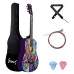 Juârez Acoustic Guitar, 38 Inch Cutaway, 038C with Bag, Strings, Pick and Strap, Black (Acoustic Guitar Kit, FUNKY)