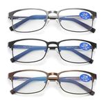 Reading Glasses for Men - 3 Pack Blue Llight Blocking Men's Metal Readers (3 Pairs Mix Color, 2.0, multiplier_x)