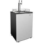 KUPPET Beer Kegerator - Full Size Stainless Steel Kegerator, Draft Beer Dispenser - Keg Beer Cooler, Compressor Cooling CO2 Regulator Casters, Dual Tap, 6.0 Cu.ft. (Stainless Steel)
