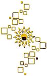 Bikri Kendra - ARTBK102, Sun Golden with Square Golden 4 Set Decorative Mirror Stickers for Wall, Wall Mirror Stickers, 3D Acrylic Stickers Wall Stickers for Hall Room, Bed Room, Kitchen Living Room Kids Room.