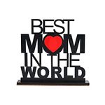 GFTBX Best Mom In The World Wooden Trophy Gift For Mom or Mother (Black, 7x7.2 Inches)