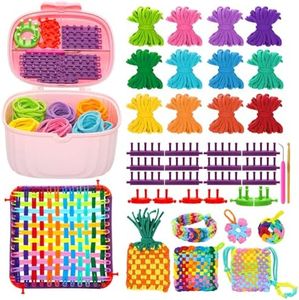 Tldcdte Weaving Loom for Kids and Adults,Potholder Loom Kit with 240 Colorful Loops,2-in-1 Weaving Loom Kit Toys for Kids with Transparent Bow Tote Box,Ideal Gifts for Girls Ages 5 6 7 8-12 13