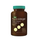 Nature's Way NutraVege Plant-based Omega-3 + D VeggieGels – Vegan-Friendly Omega-3 Supplement with 300mg DHA + 150mg EPA and 1000 IU Certified Vegan Vitamin D3 – Fresh Mint Flavour – Support Immune, Heart and Brain Function, 30 Softgels