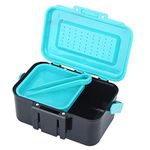 Fishing Bait Box,2 Compartment Portable Fishing Tackle Box Worm Storage Trays Container with Handle Plastic Hanging Waist Hooks Organizer Live Bait Box Fishing Accessory