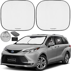 Autoamerics Windshield Sun Shade 2-Piece Foldable Car Front Window Sunshade for Full Size SUV Truck Tesla - Auto Sun Blocker Visor Protector Blocks Max UV Rays and Keeps Your Vehicle Cool - Large Fit